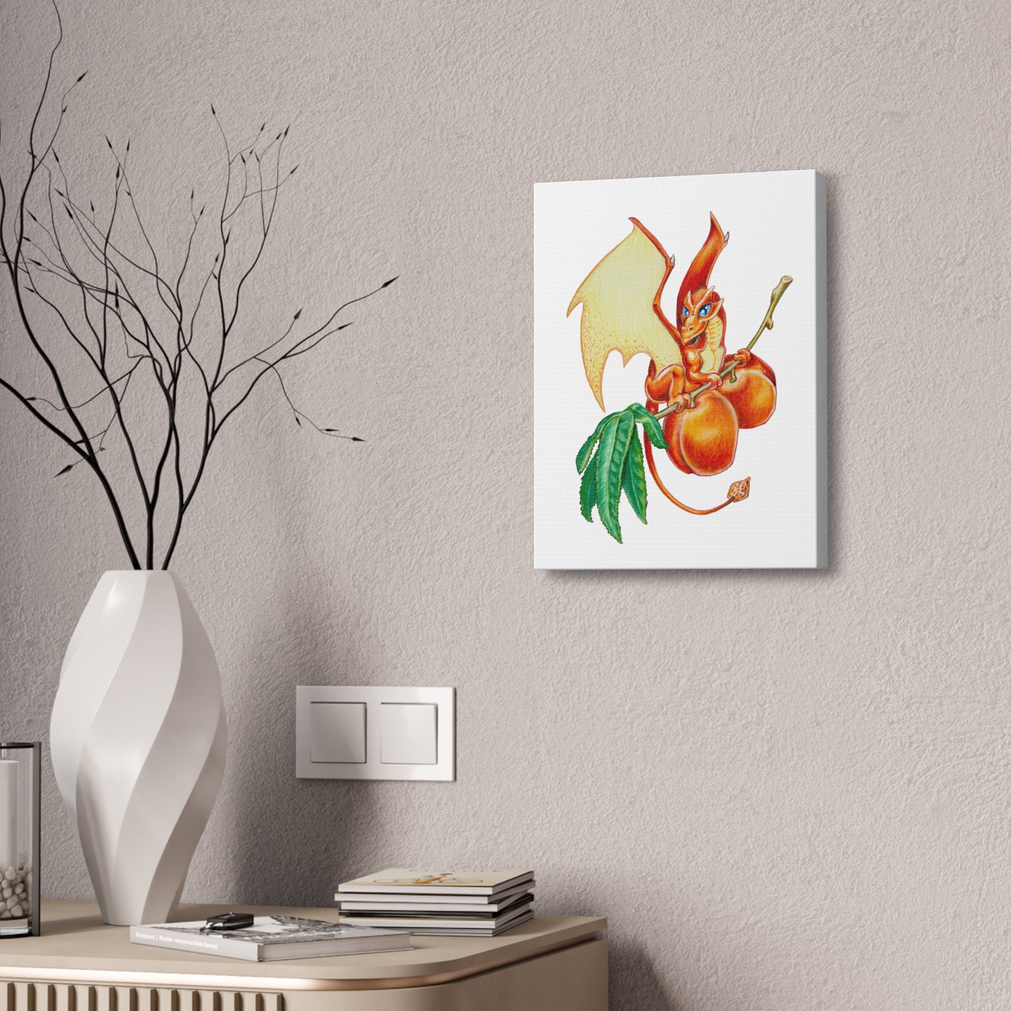 "Peach Dragon" Print on Canvas